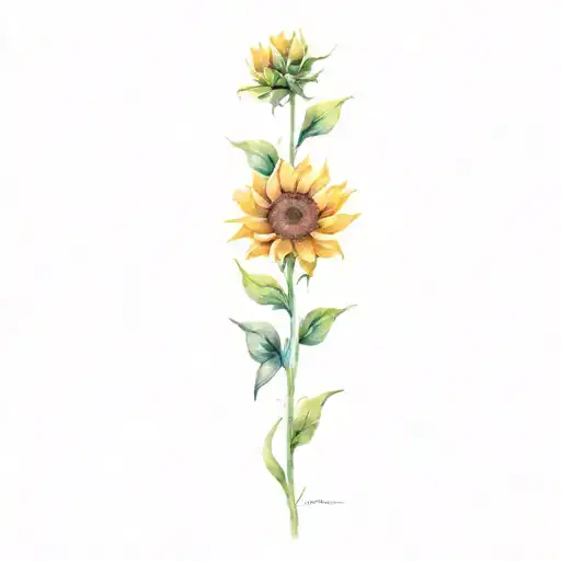 Long Stem Sunflower Intertwined