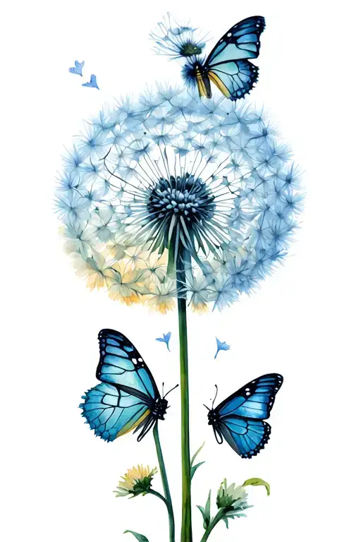 Dandelion And 3 Butterfly Emerging