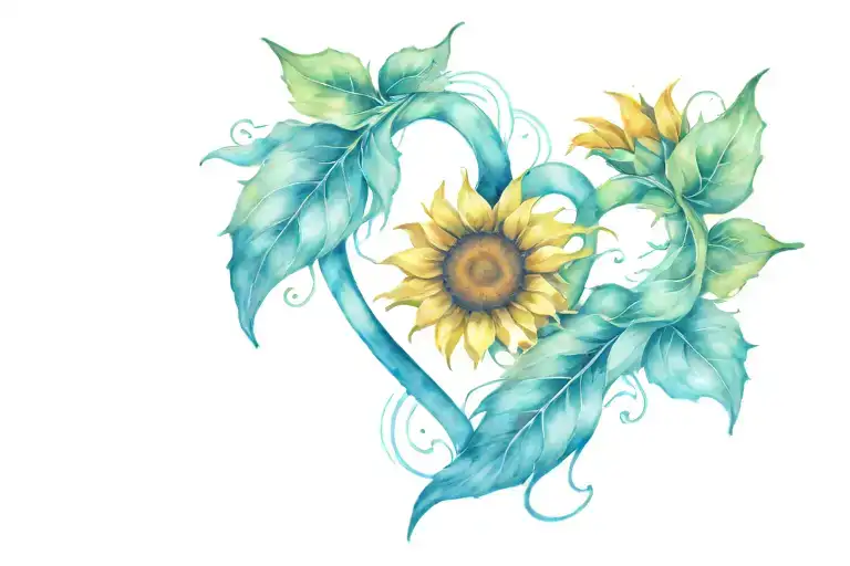 Sunflower Intertwined Hearts