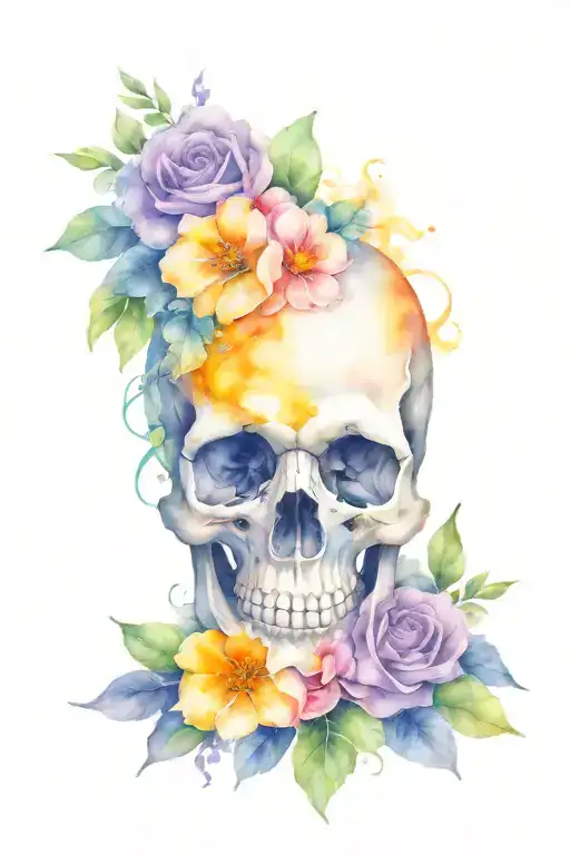 Skull Surrounded By Flowers