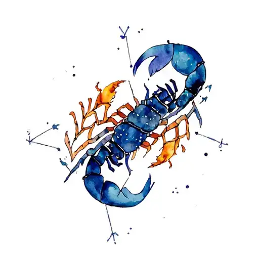 Virgo And Scorpio Watercolor Constellation