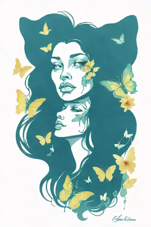 Flowers Butterflies Dead Woman Lion Wearing