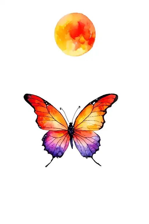 Butterfly With Wings Spread Bright Sunrise