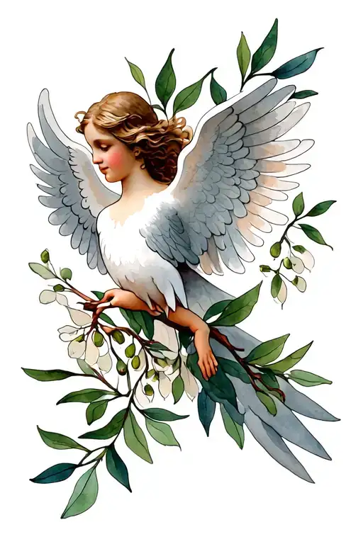 Guardian Angel Dove Olive Branch Representing