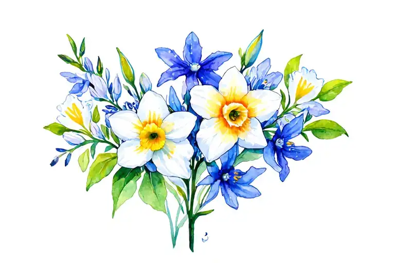 Birth Flower Larkspur And Narcissict