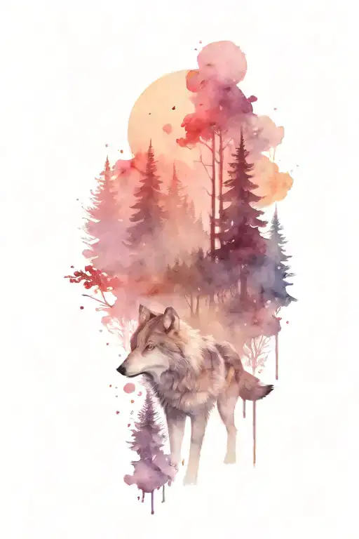 Wolves In The Forest Looking At The Moon