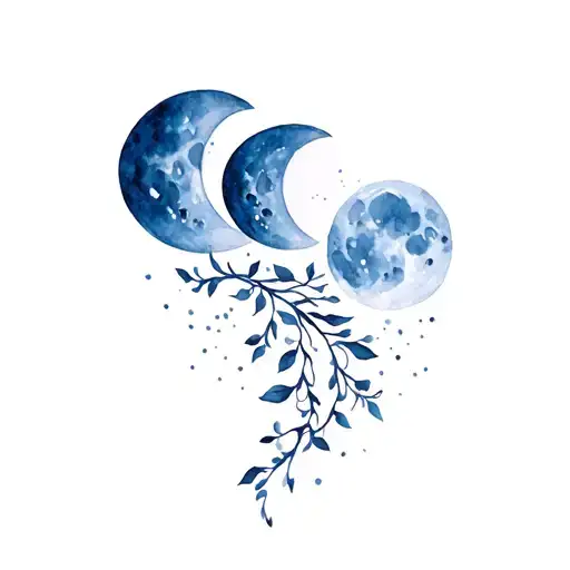 Moon Phases In A Line With Vines Wrapped