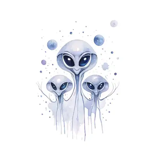 Grey Aliens Surrounded By Universe