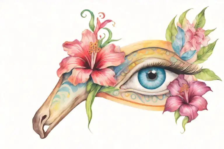 Eye Of Ra And Hibiscus Flowers