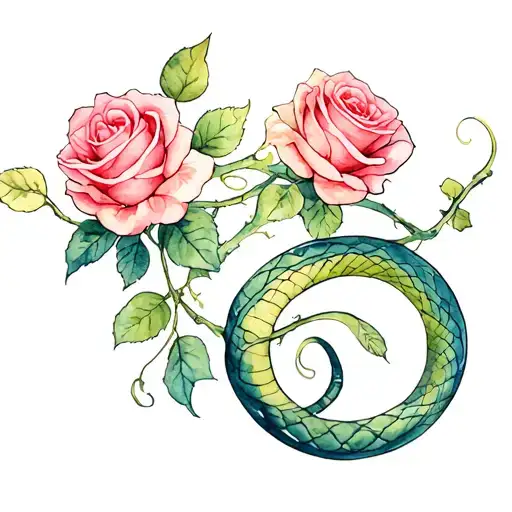 Delicate Dainty Rose Vines That Snake Around The Torso And Chest