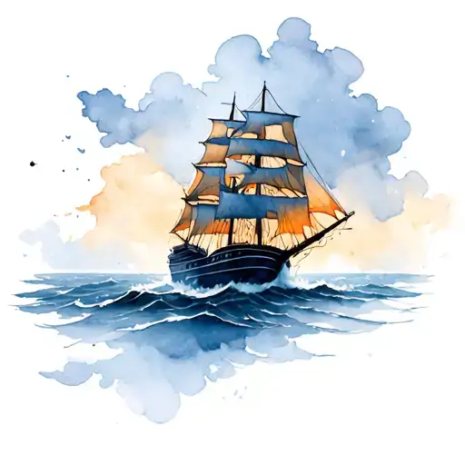 Ship Sailing Through Stormy