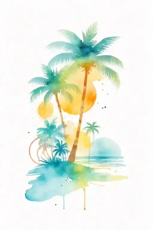 Cosmo Beach Scene With Palm Trees
