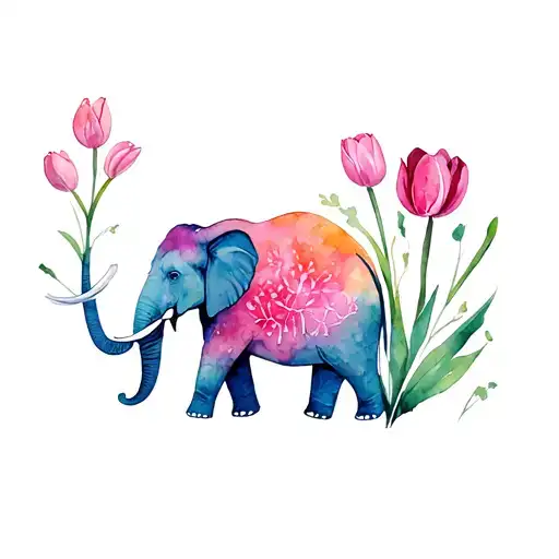 Elephant And Tulip Flower