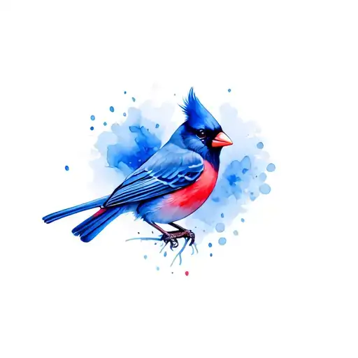 Cardinal Bird And Blue Bird Perched