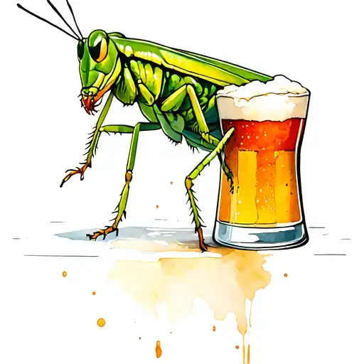Grasshopper Drinking Beer