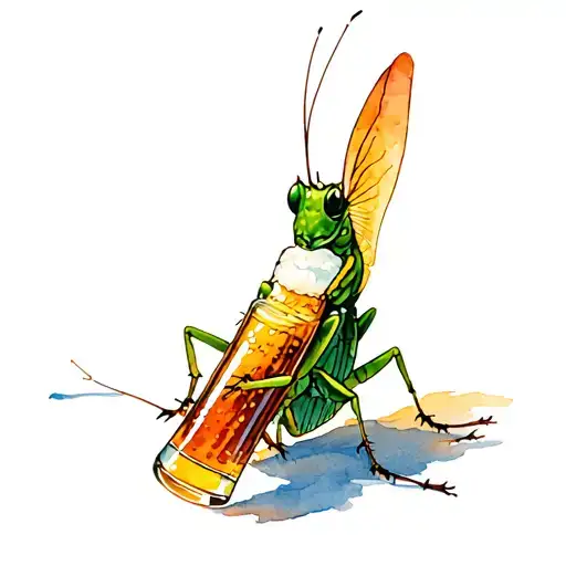 Grasshopper Drinking Beer