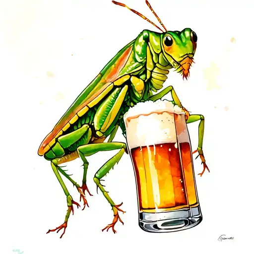 Grasshopper Drinking Beer