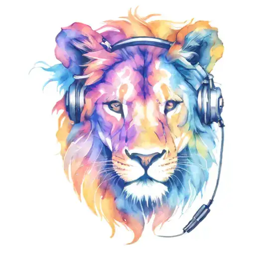 Lion Wearing Headphones
