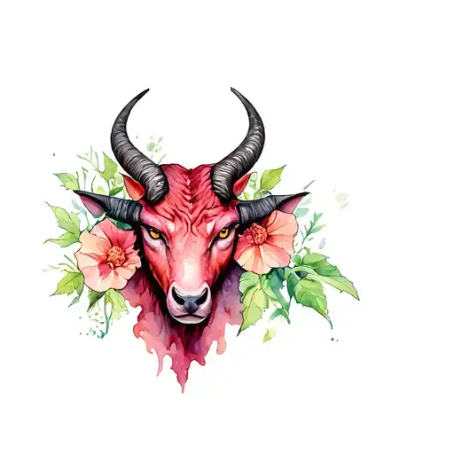 Devil With Hollyhocks On The Horns