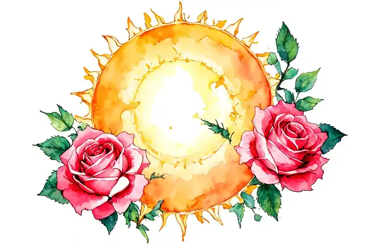 Sun And Roses With Thorns