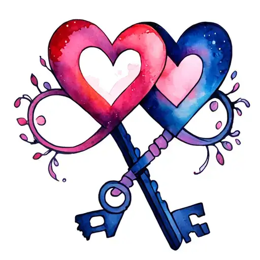 Two Hearts With Infinity Sign With Heart And Key