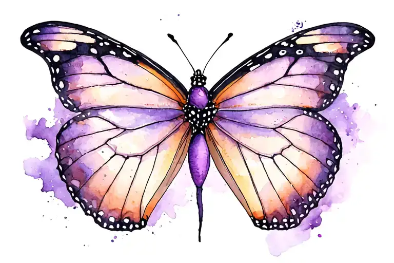 Monarch Butterfly With Purple Heart Sadness