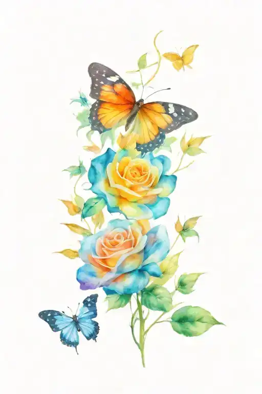 Roses And Butterfly