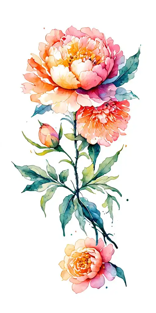 Phoenix And Peonies Flower