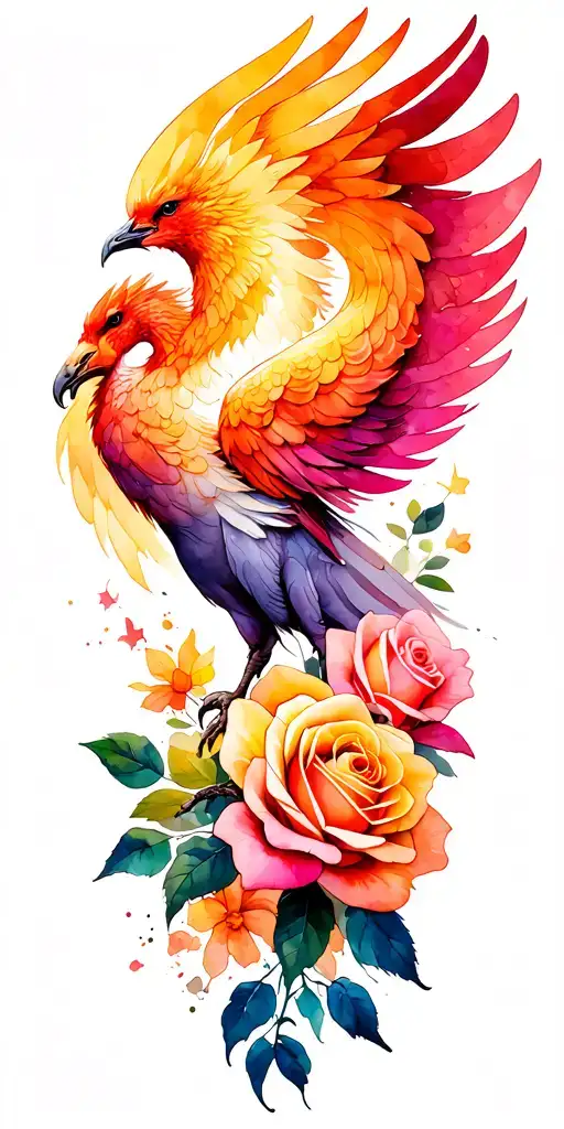 Phoenix Rising And Roses Flower