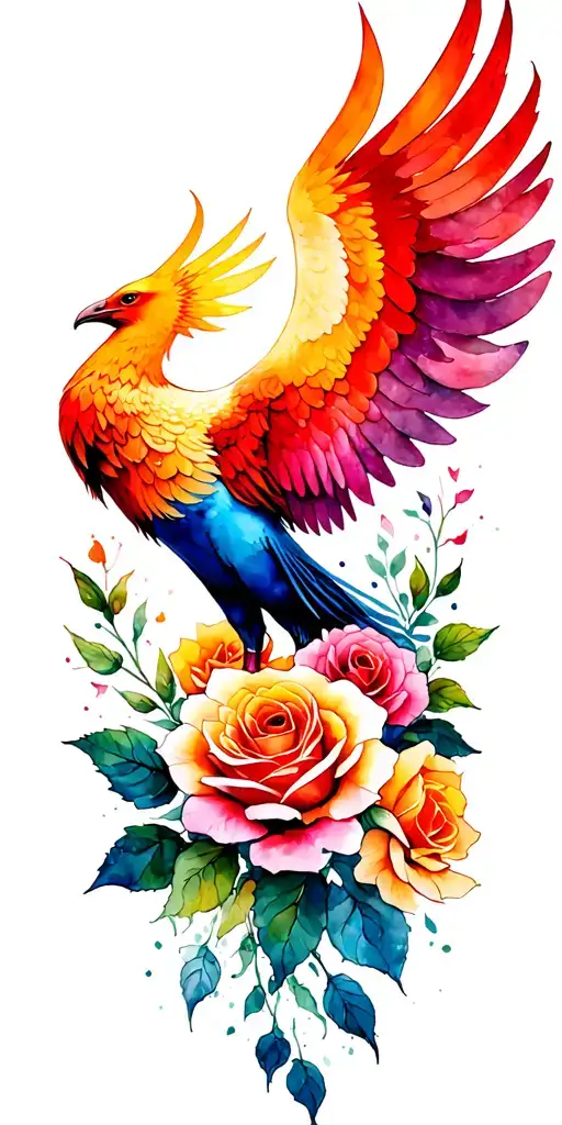 Phoenix Rising And Roses Flower