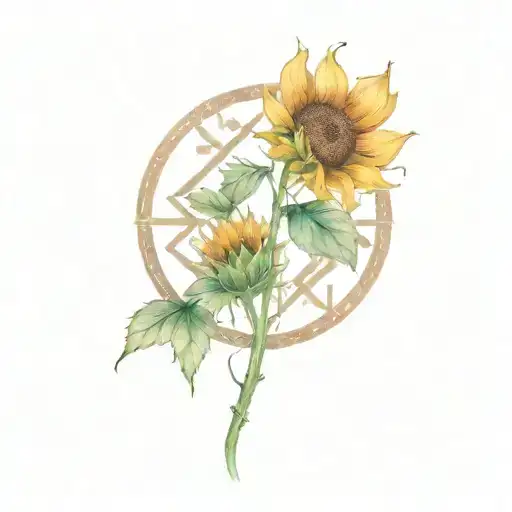 Sunflower Viking Runes Engraved