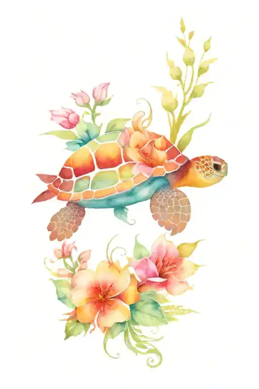 Turtle And Flowers Wrapping