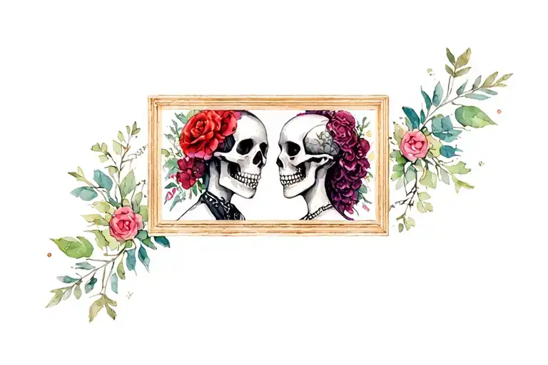 Skeleton Couple In Victorian Frame
