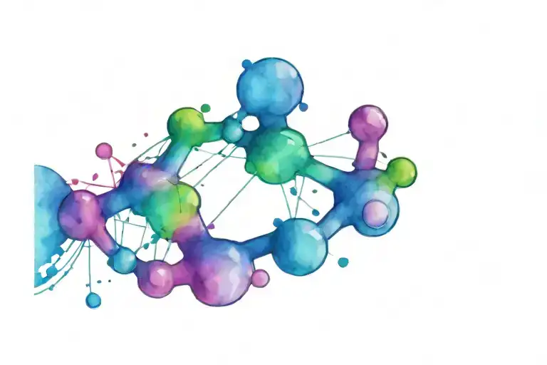 Dopamine Molecule In From Of Water Color Rainbow