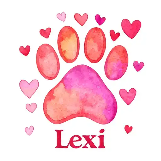 Paw Print With The Name Lexi And Hearts Around The Outside