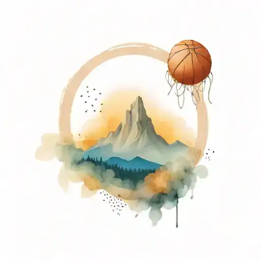 Basketball With Mountains