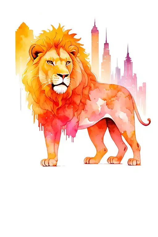 Lion And Futuristic Cityscape