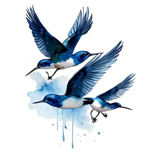 3 Swallows Flying