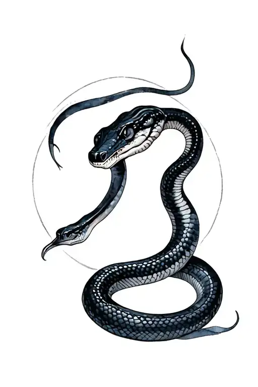 Snake In Black Circle