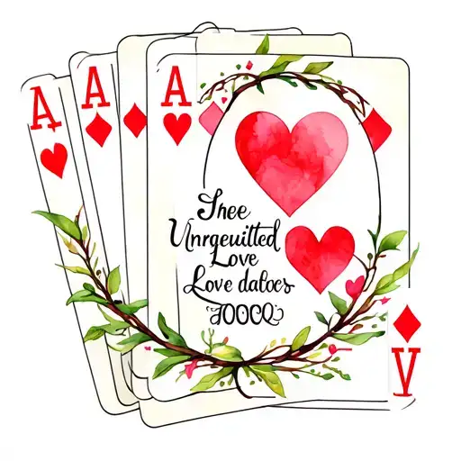 Circle Of Vines With Poker Aces And With The Unrequitled Love Phrase