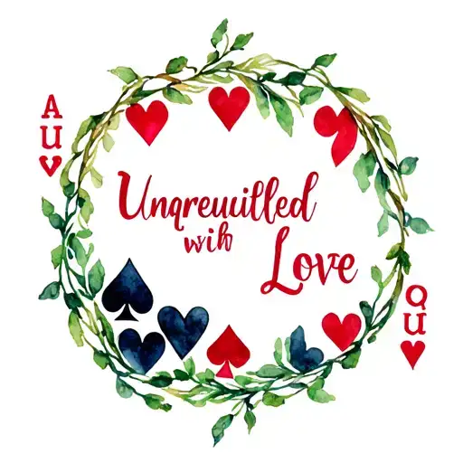 Circle Of Vines With Poker Aces And With The Unrequitled Love Phrase