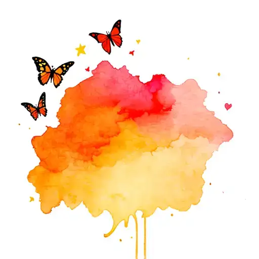 Tattoo With 3 Stars And Butterflies To Remember Lost Ones