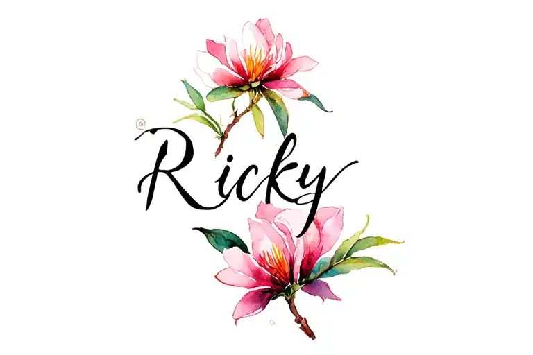 Indian Paintbrush And Magnolias Intertwined With Ricky Name