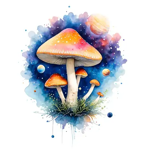 Mushroom And Planets Stars And Nebulas As Dna Endinh