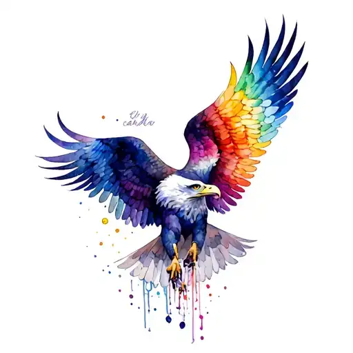 Eagle Wings Spread Colorful Cancer Zodiac