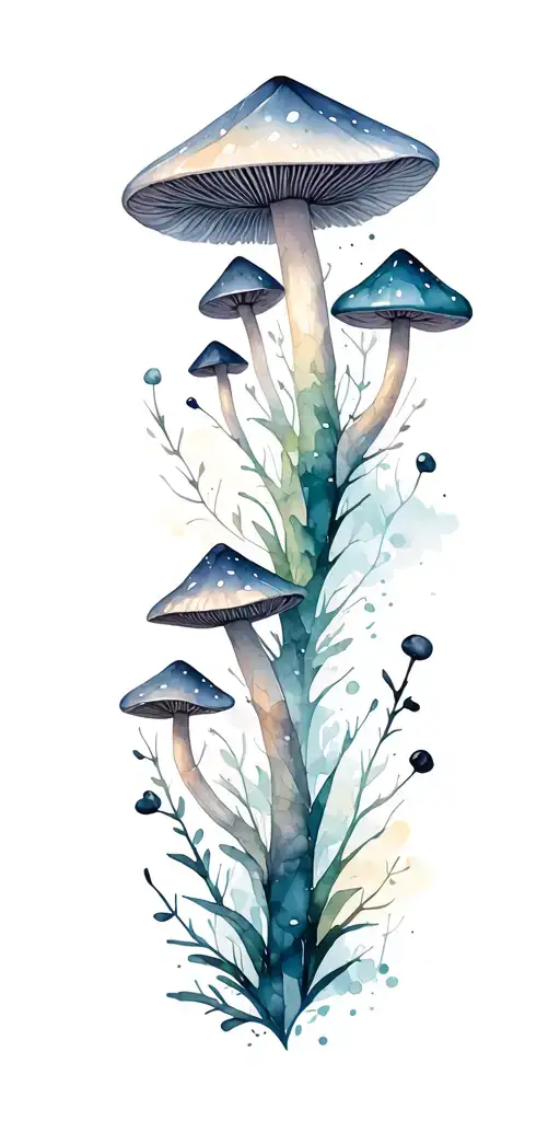 Mushroom Forest Filled Geometric Pattern Resembling