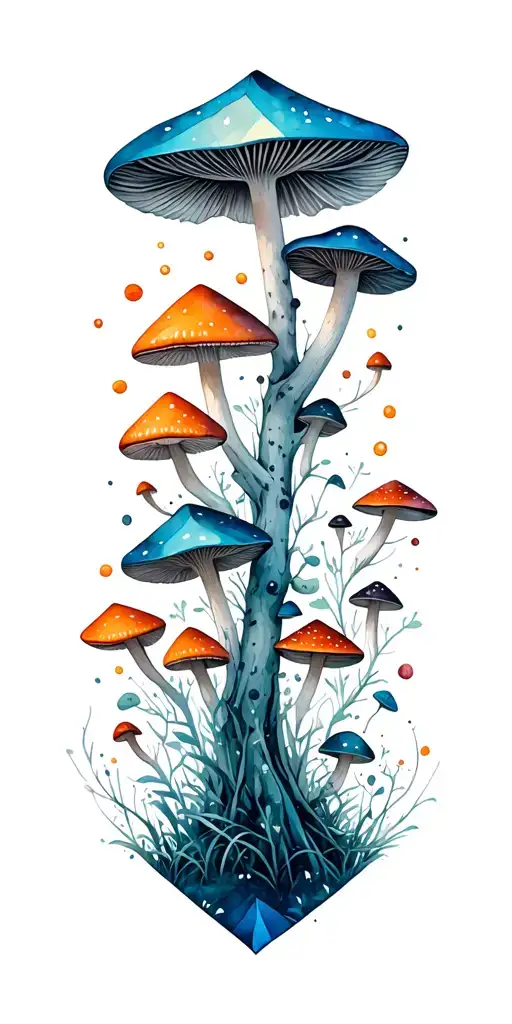 Mushroom Forest Filled Geometric Pattern Resembling