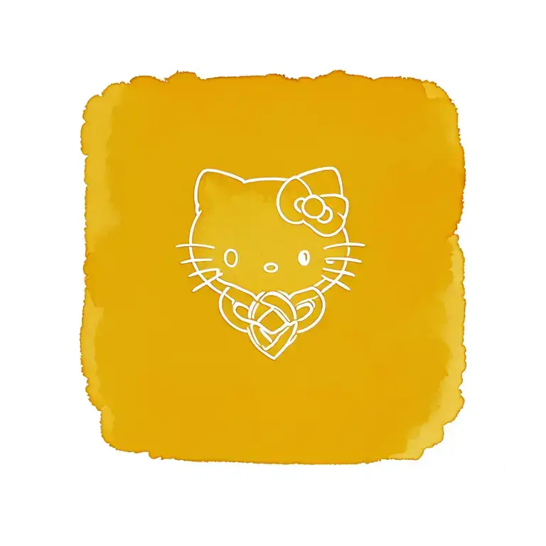 Hello Kitty With Celtic Heart Background Representing The Client's Love