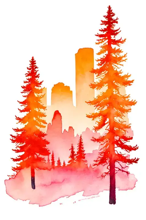 Yosemite Skyline In Shape Of Pine Tree