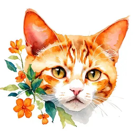 Orange Flower Vine Brick Cat Eye